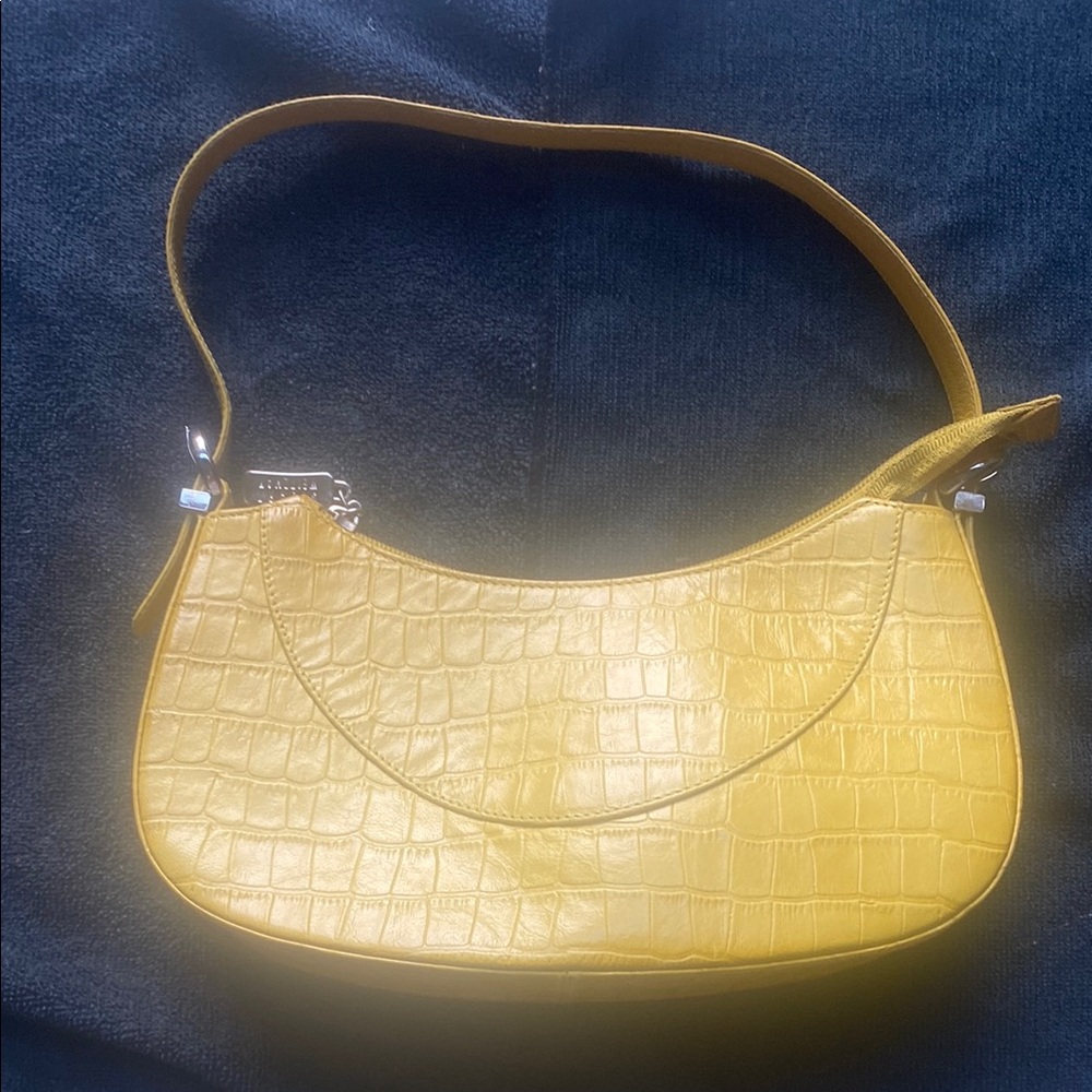 Stuart Weitzman Yellow Croc-Embossed Shoulder Bag